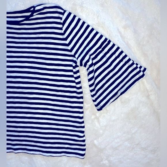 Like New! GAP Navy and White Stripe Boxy Top With Bell Sleeves - Size Medium - Picture 3 of 8
